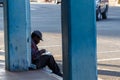 Man resting on street in Bulawayo City, Zimbabwe