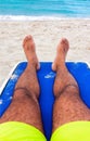 Man resting on a tropical cuban beach Royalty Free Stock Photo