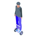 Man retirement ride gyroscooter icon, isometric style