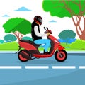 Man Ride Motorcycle Wearing Hemlet