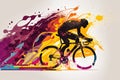 A man rides a sport bicycle abstract. ai generative