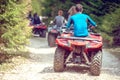 Man riding atv vehicle on off road track ,people outdoor sport activitiies theme Royalty Free Stock Photo