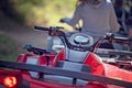 Man riding atv vehicle on off road track ,people outdoor sport activitiies theme Royalty Free Stock Photo