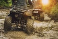 Man riding atv vehicle on off road track ,people outdoor sport a