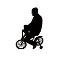 A man riding bicycle, black color silhouette vector Royalty Free Stock Photo