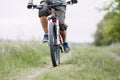 Man riding a bicycle, cross-country riding Royalty Free Stock Photo