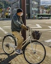 Man Riding Bicycle at Kyoto Street, Japan Royalty Free Stock Photo