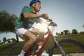 Man Riding Bicycle In Park Royalty Free Stock Photo