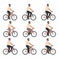 man riding bicycle set vector flat minimalistic isolated illustration Royalty Free Stock Photo