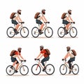 man riding bicycle set vector flat minimalistic isolated illustration Royalty Free Stock Photo