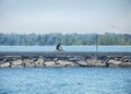 Man riding bicycles on beach Royalty Free Stock Photo