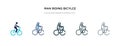 Man riding bicylce icon in different style vector illustration. two colored and black man riding bicylce vector icons designed in