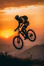 Man Riding Bike Air Sunset Mountain Helmet Massive Vertical Gran