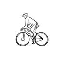 Man riding bike side profile silhoutte vector illustration