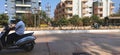 A man riding bike in street at Hubli Karnataka India