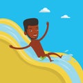 Man riding down waterslide vector illustration. Royalty Free Stock Photo