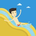 Man riding down waterslide vector illustration. Royalty Free Stock Photo