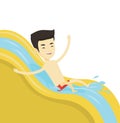 Man riding down waterslide vector illustration. Royalty Free Stock Photo