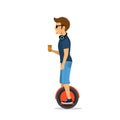 Man riding electric hoverboard