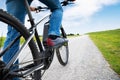 Man Riding Electric Mountain Bike