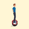 A man riding an electric unicycle or mono wheel. The concept Activity modern technology. Royalty Free Stock Photo