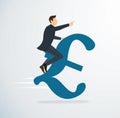 A man riding Euro icon vector. business concept illustration. way to success.