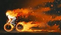 Man riding a fire bicycle