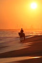 Man riding a horse on beach