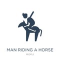 man riding a horse icon in trendy design style. man riding a horse icon isolated on white background. man riding a horse vector Royalty Free Stock Photo