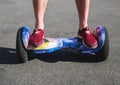 Man riding hoverboard, city Royalty Free Stock Photo