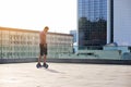 Man riding hoverboard. Royalty Free Stock Photo