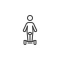 Man riding hoverboard line icon