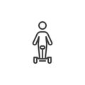 Man riding hoverboard line icon