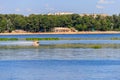 Man riding jet ski on the Dnieper river in Kiev, Ukraine Royalty Free Stock Photo