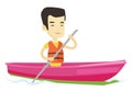 Man riding in kayak vector illustration. Royalty Free Stock Photo