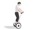 Man Riding modern electric scooter.Personal eco alternative transportation vehicles vector illustration Royalty Free Stock Photo