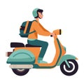 Man riding motor scooters, enjoying adventure