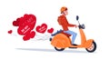 Man Riding Retro Motor Bike With Heart Shaped Air Balloons Happy Valentines Day Concept Royalty Free Stock Photo