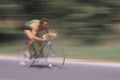 Man riding road bicycle