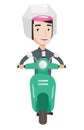 Man riding scooter in the city vector illustration