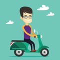 Man riding scooter vector illustration.