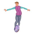 Man riding segway icon, cartoon style Royalty Free Stock Photo