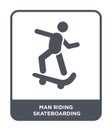 man riding skateboarding icon in trendy design style. man riding skateboarding icon isolated on white background. man riding