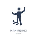 man riding Skateboarding icon. Trendy flat vector man riding Ska