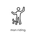 man riding Skateboarding icon. Trendy modern flat linear vector