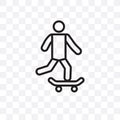 man riding Skateboarding vector linear icon isolated on transparent background, man riding Skateboarding transparency concept can