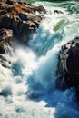 A man riding a surf board on the waves of water, AI