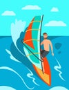 Man is riding Surf. Surf Rental. Windsurf Rental