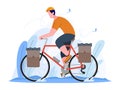 Man riding a touring bike vector illustration