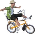 Man Riding Vintage Bike, Isolated